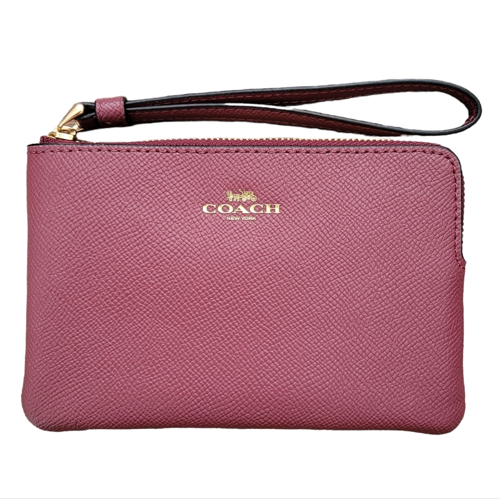 Coach Mauve Wristlet Clutch with Gold Logo